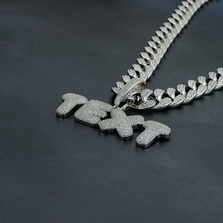 Custom Bubble Letter Pendant w/ 20mm Cuban Chain - ICECLIQUE JEWELRY