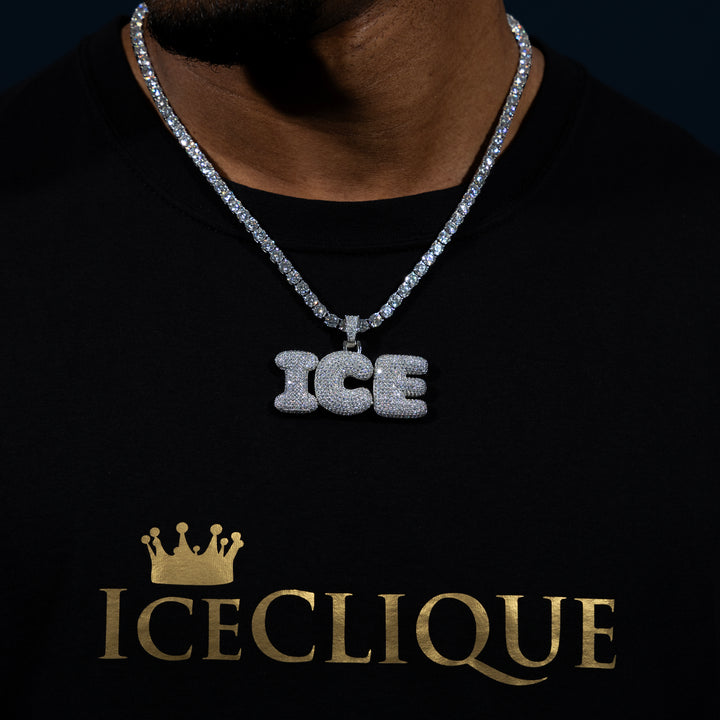 Custom Bubble Letter Pendant - Moissanite & S925 - ICECLIQUE JEWELRY