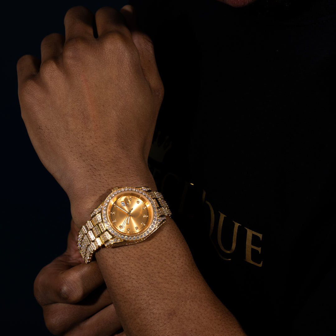 Iced 18K Bust Down Watch - ICECLIQUE JEWELRY