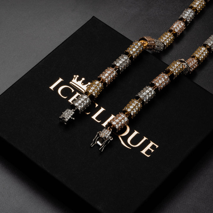 10mm Two Tone Cylinder Chain - ICECLIQUE JEWELRY