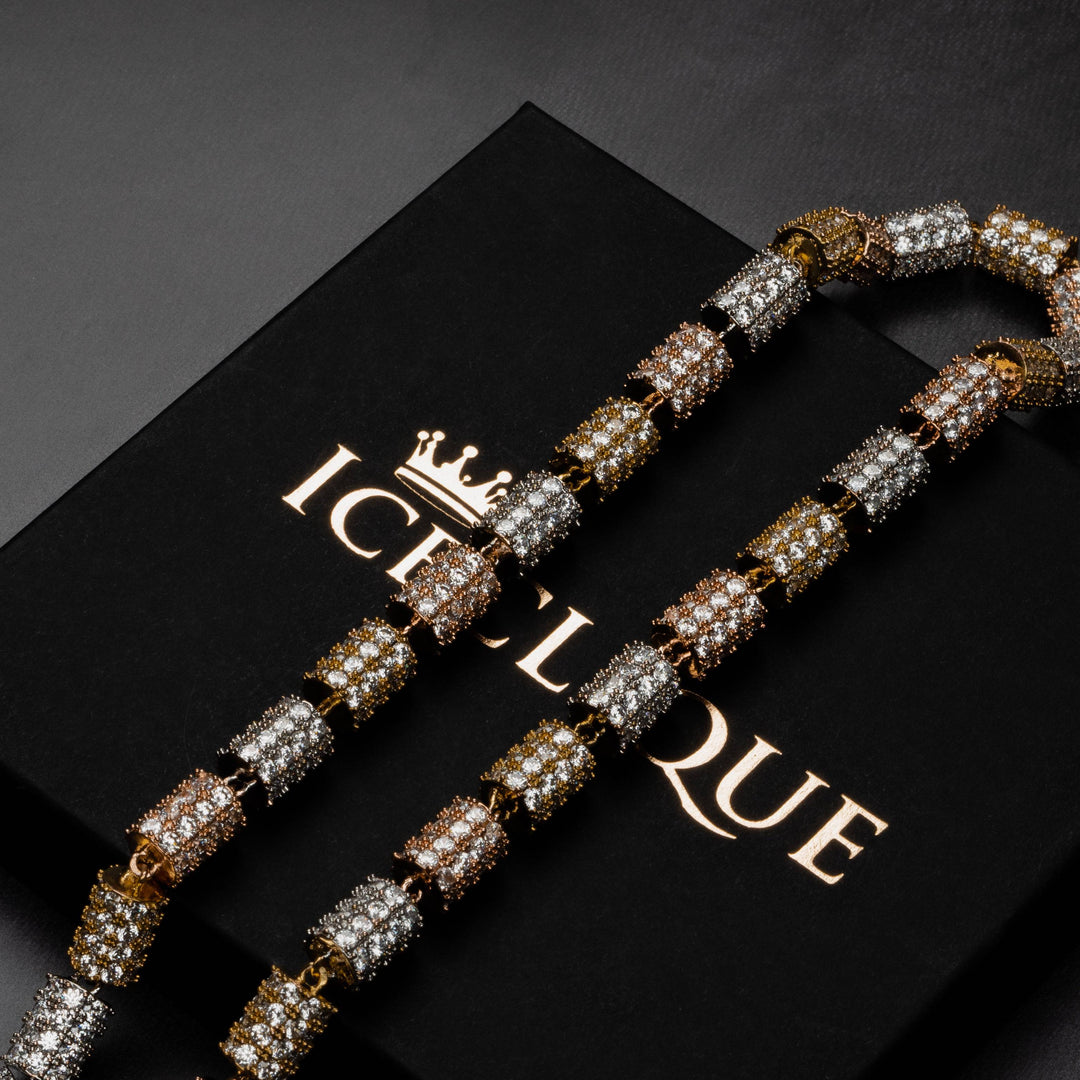 10mm Two Tone Cylinder Chain - ICECLIQUE JEWELRY