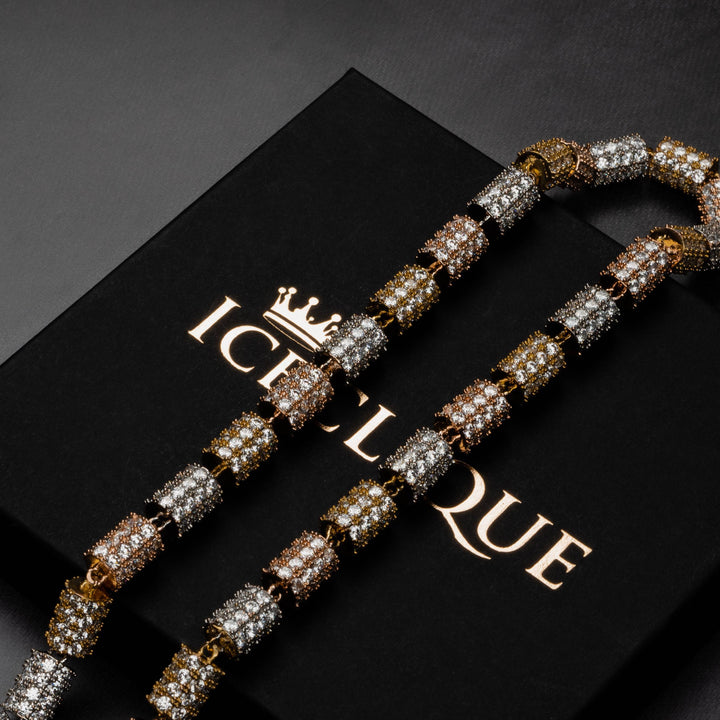 10mm Two Tone Cylinder Chain - ICECLIQUE JEWELRY