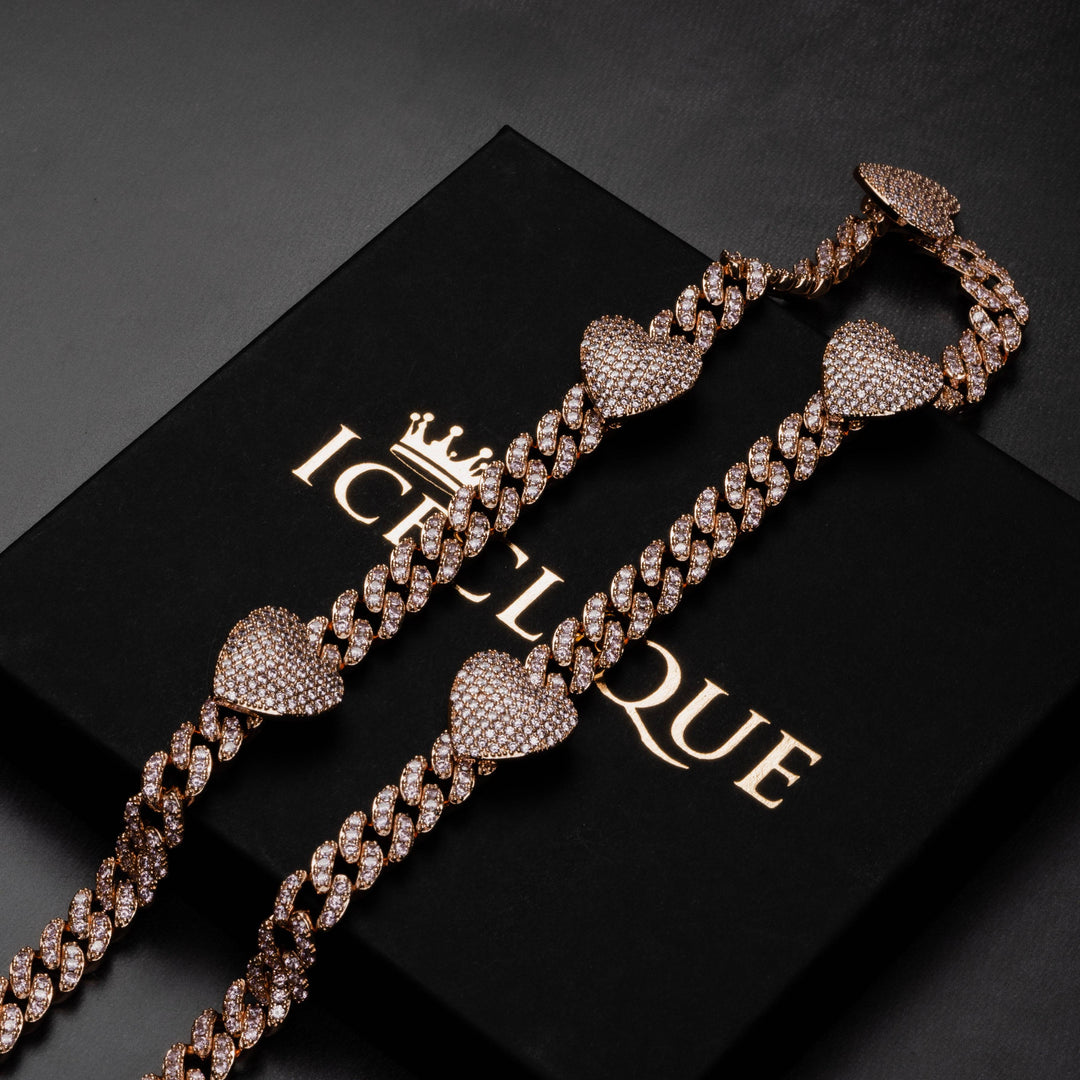 10mm Miami Heart Link Chain - ICECLIQUE JEWELRY
