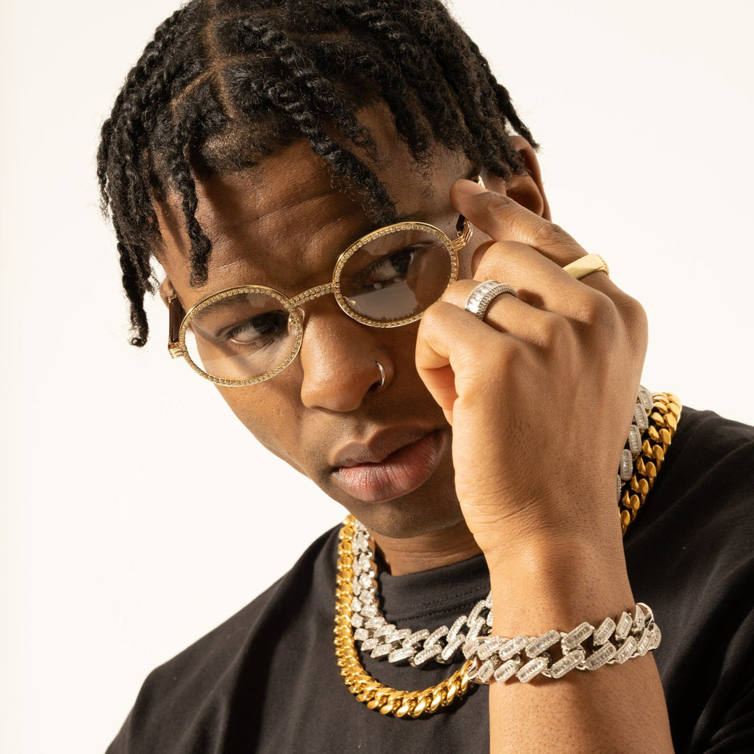 Free Iced Out Oval Glasses - Black Lens - ICECLIQUE JEWELRY
