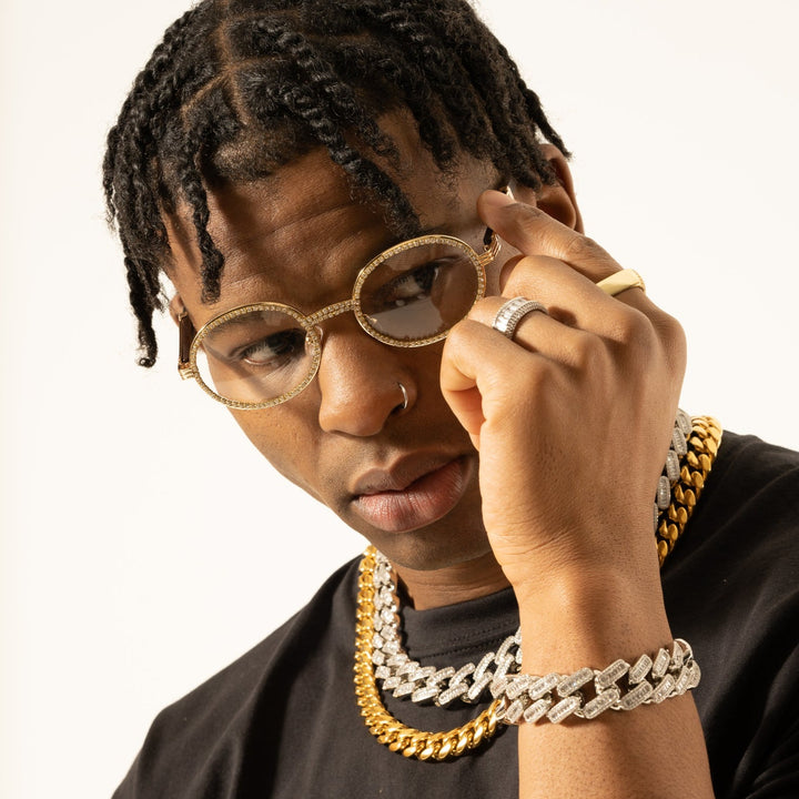 Free Iced Out Oval Glasses - Black Lens - ICECLIQUE JEWELRY
