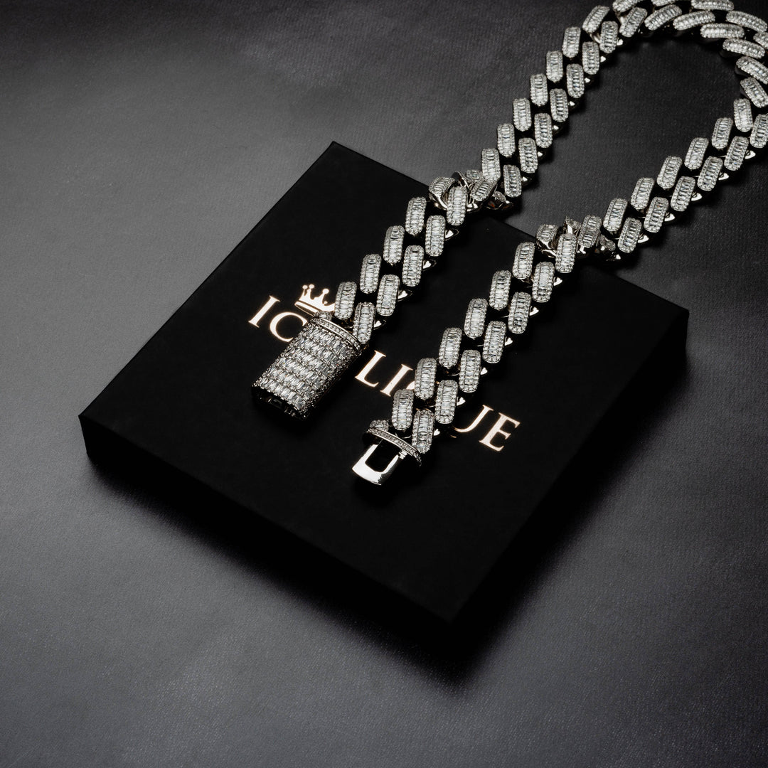 18mm Baguette Miami Cuban Chain - ICECLIQUE JEWELRY