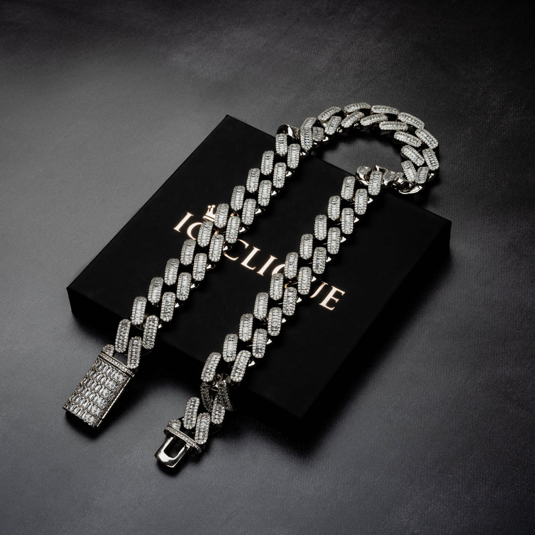 18mm Baguette Miami Cuban Chain - ICECLIQUE JEWELRY