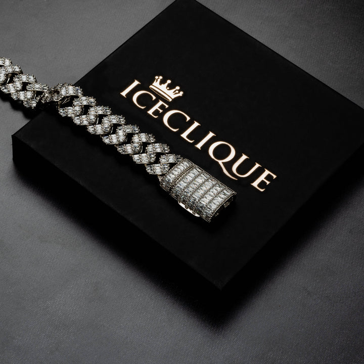20mm Baguette Prong Bracelet - ICECLIQUE JEWELRY