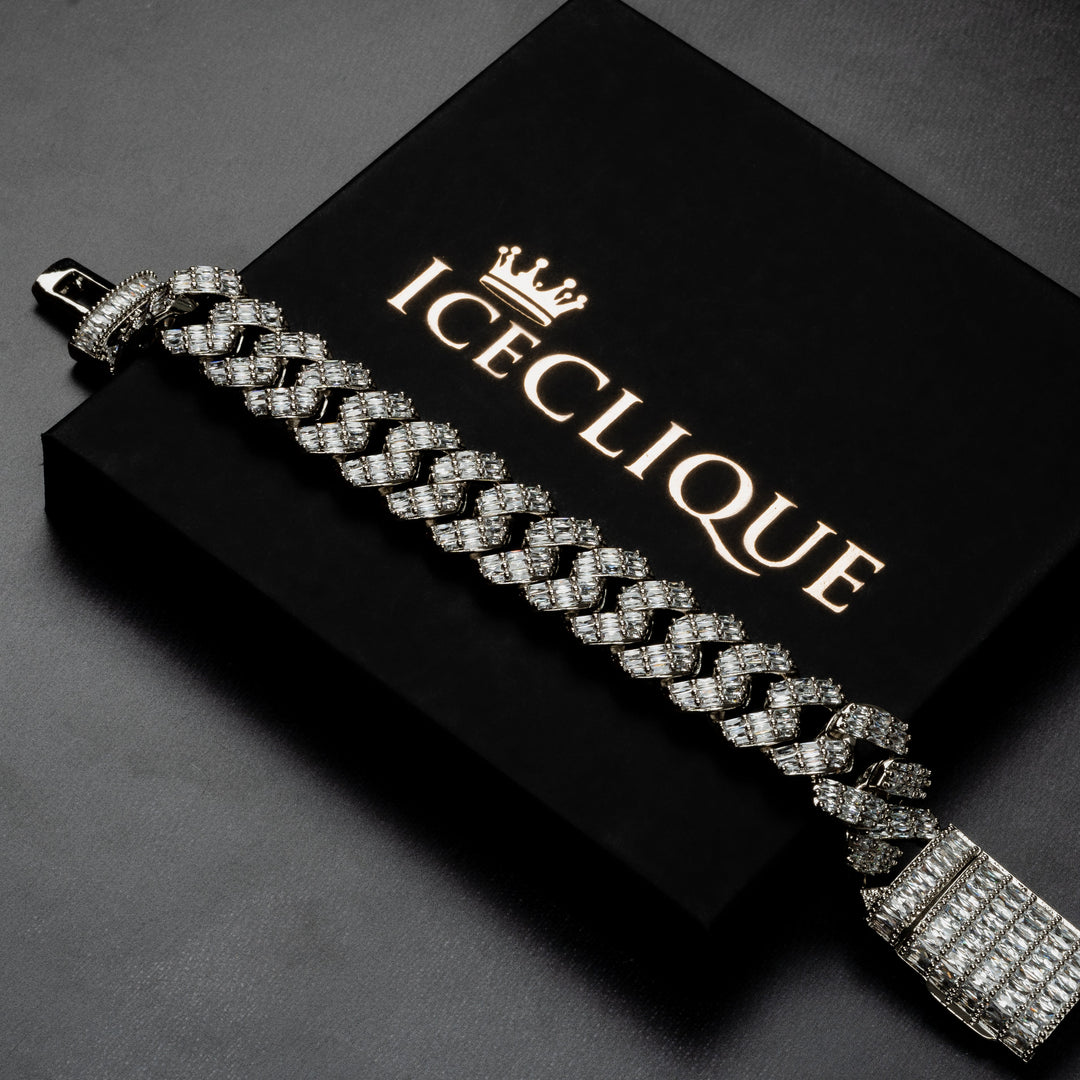 20mm Baguette Prong Bracelet - ICECLIQUE JEWELRY