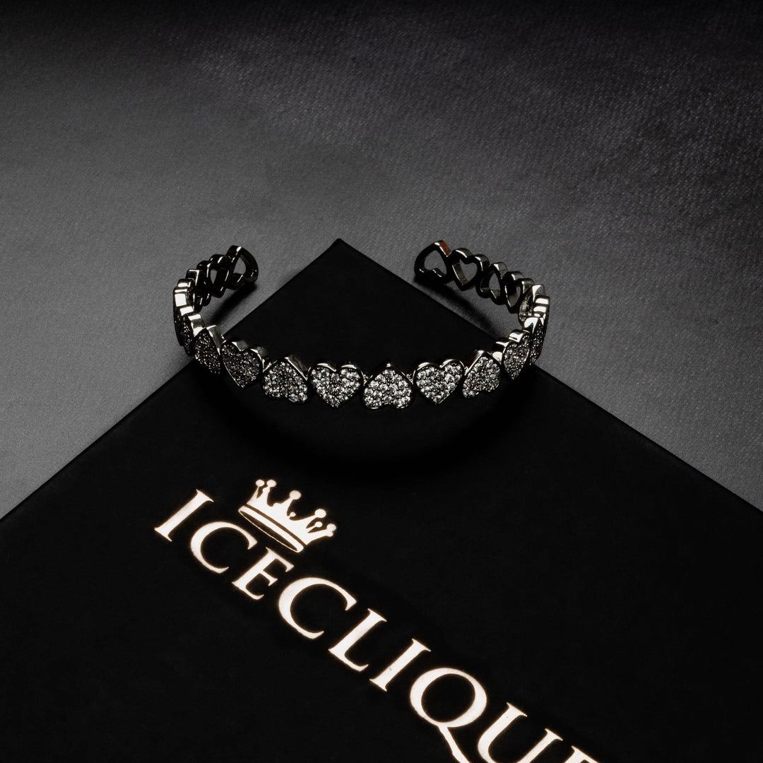 8mm Heart Bangle Bracelet - ICECLIQUE JEWELRY