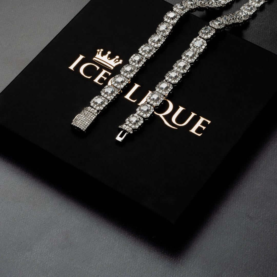 10mm Clustered Tennis Chain - ICECLIQUE JEWELRY