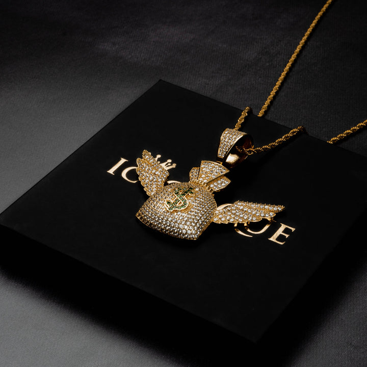 Winged Money Bag Pendant - ICECLIQUE JEWELRY