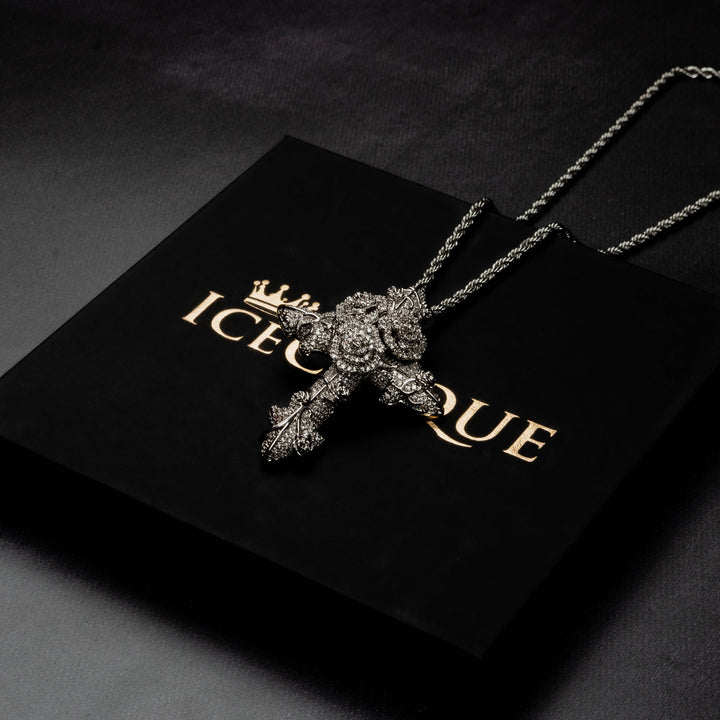 Flower Cross Pendant - ICECLIQUE JEWELRY