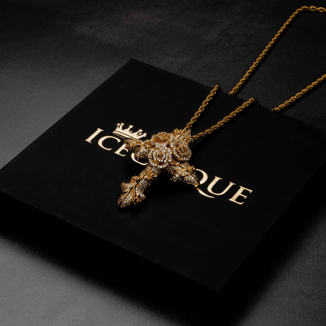 Flower Cross Pendant - ICECLIQUE JEWELRY