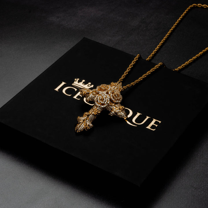 Flower Cross Pendant - ICECLIQUE JEWELRY