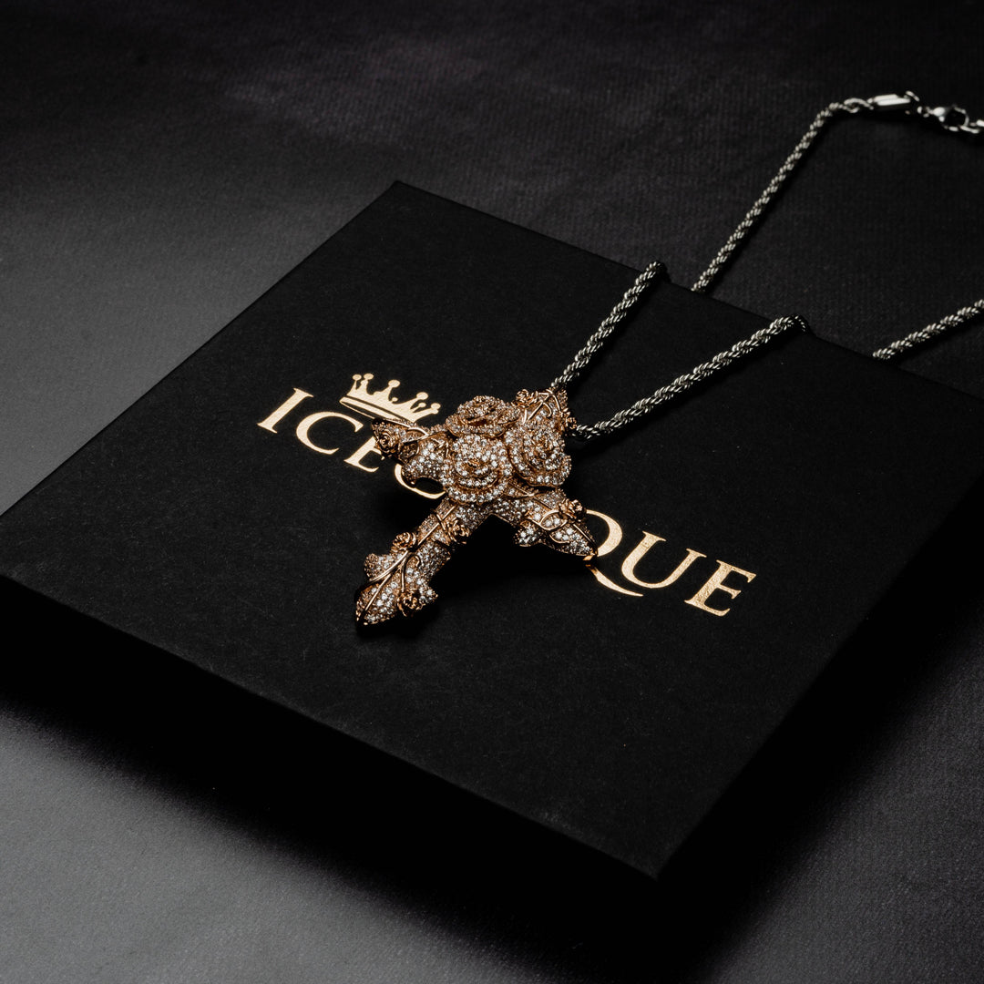 Flower Cross Pendant - ICECLIQUE JEWELRY