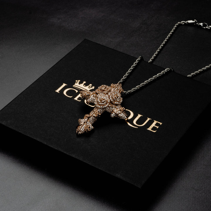 Flower Cross Pendant - ICECLIQUE JEWELRY