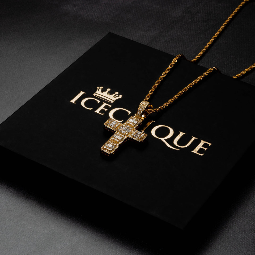 Baguette Cross Pendant - ICECLIQUE JEWELRY