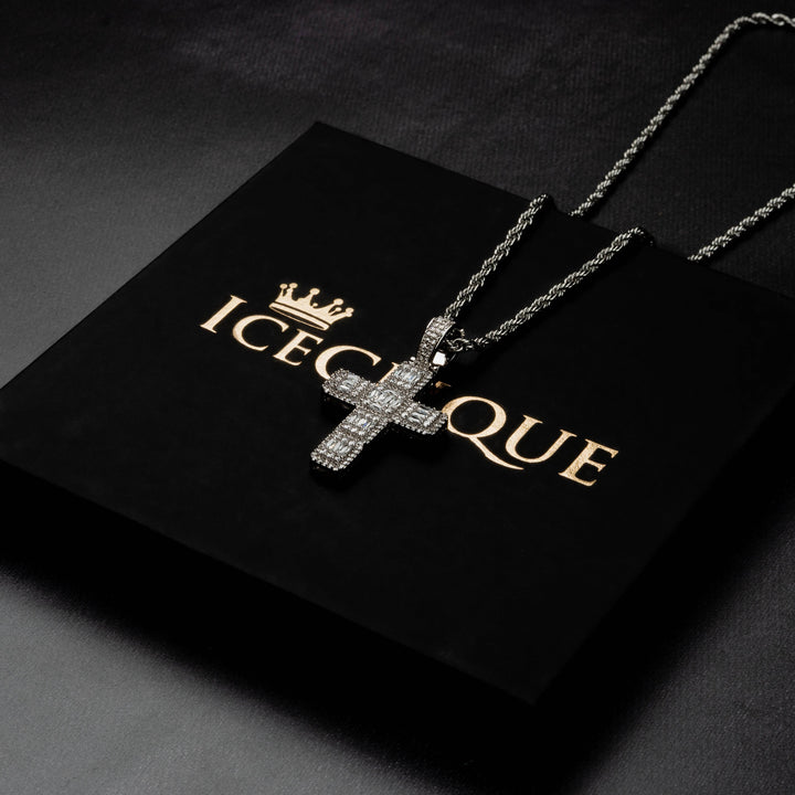 Baguette Cross Pendant - ICECLIQUE JEWELRY