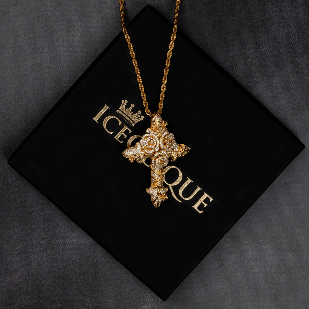 Flower Cross Pendant - ICECLIQUE JEWELRY