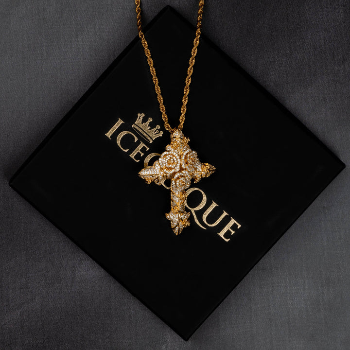 Flower Cross Pendant - ICECLIQUE JEWELRY
