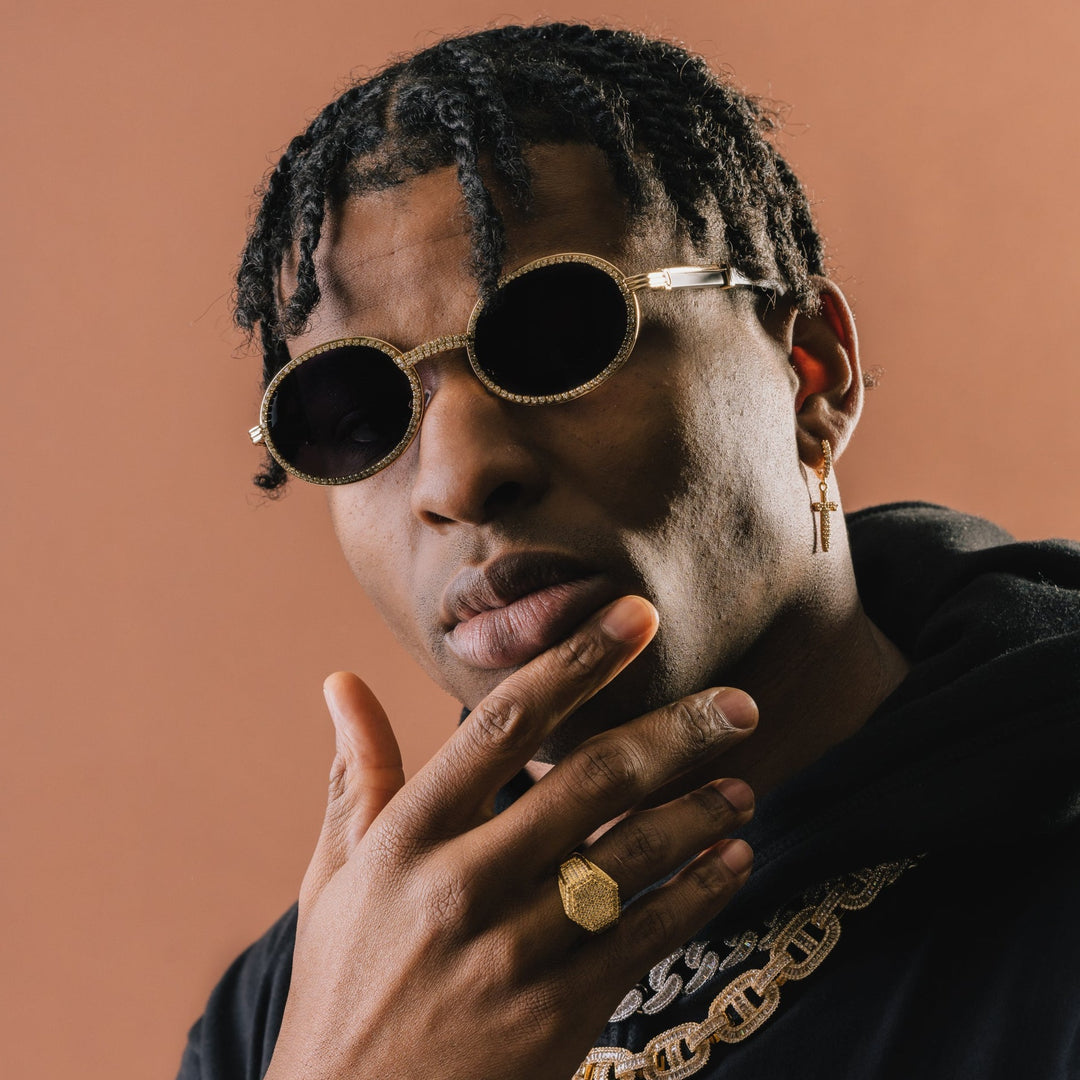 Free Iced Out Oval Glasses - Black Lens - ICECLIQUE JEWELRY