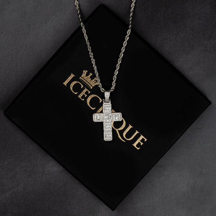 Baguette Cross Pendant - ICECLIQUE JEWELRY