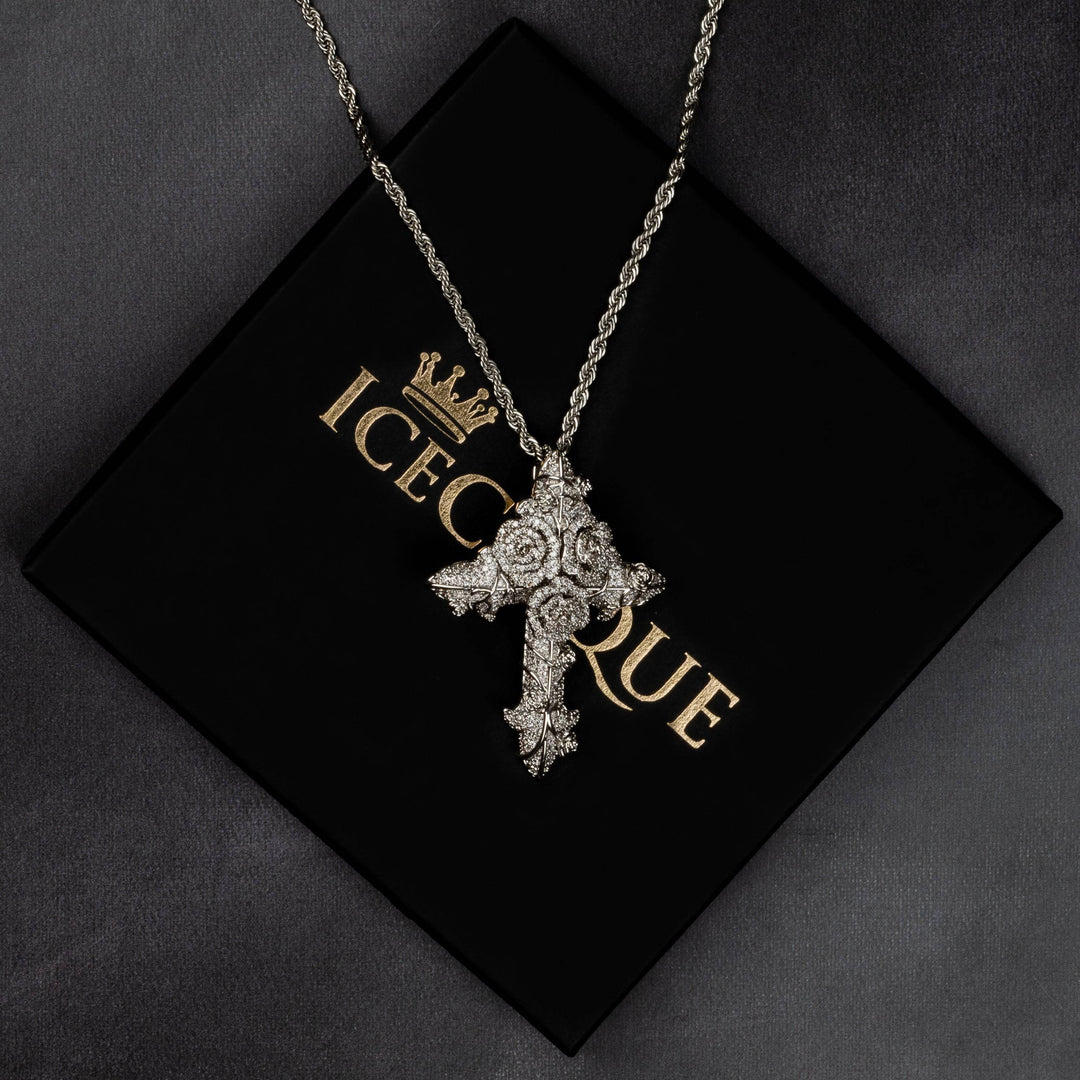 Flower Cross Pendant - ICECLIQUE JEWELRY
