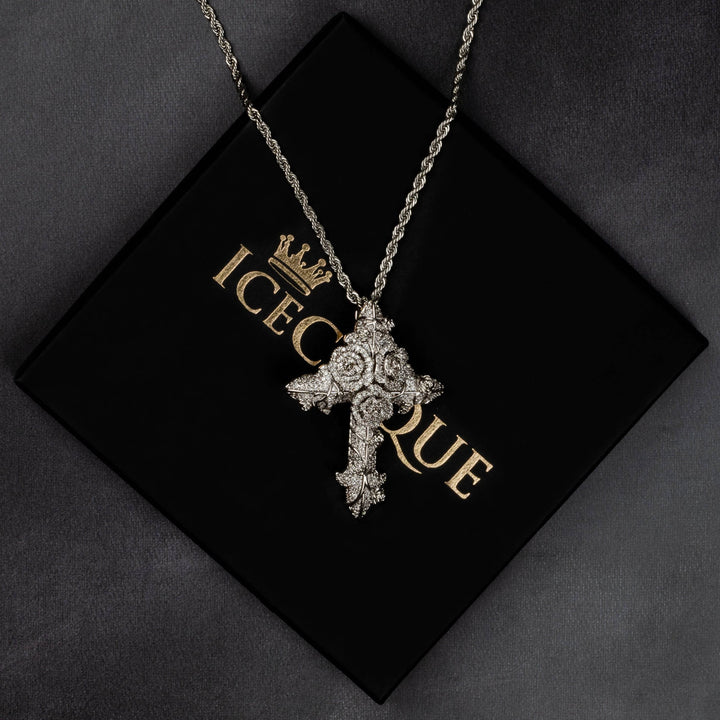 Flower Cross Pendant - ICECLIQUE JEWELRY