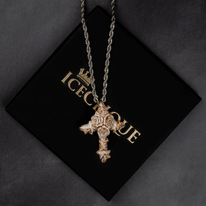 Flower Cross Pendant - ICECLIQUE JEWELRY