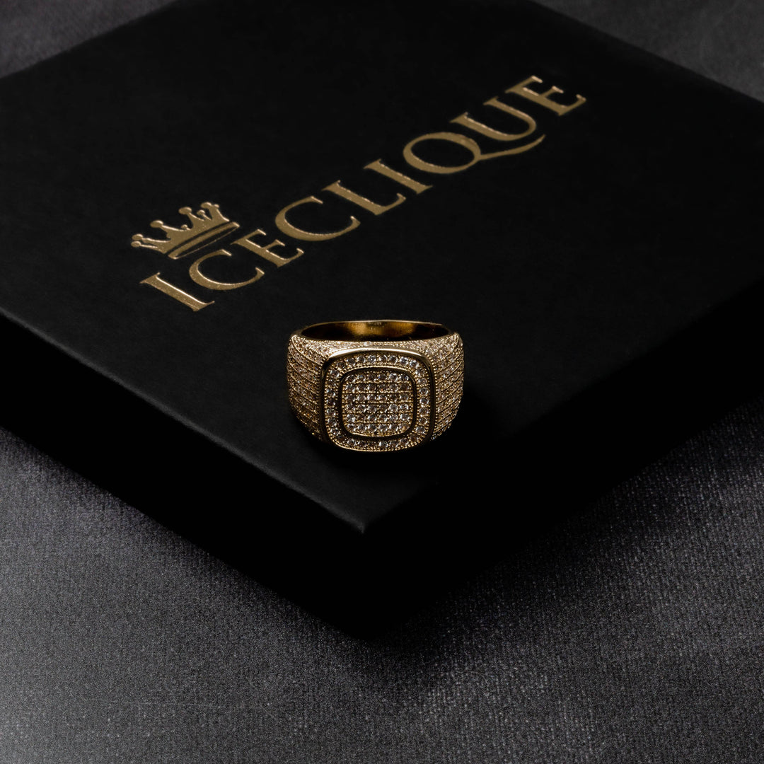 Iced Double Square Ring - ICECLIQUE JEWELRY