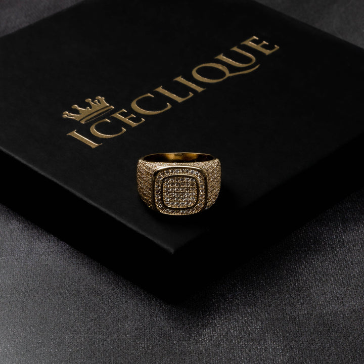Iced Double Square Ring - ICECLIQUE JEWELRY