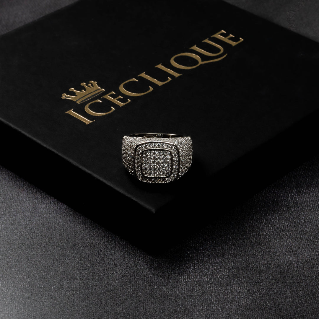 Iced Double Square Ring - ICECLIQUE JEWELRY