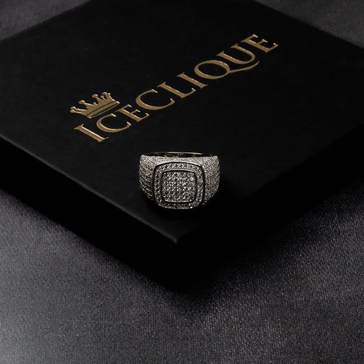 Iced Double Square Ring - ICECLIQUE JEWELRY