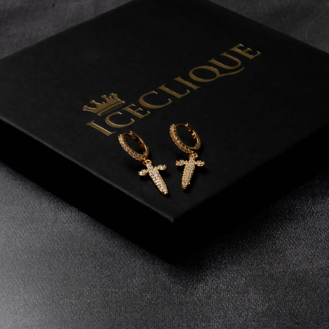 Iced Hoop Sword Earrings - ICECLIQUE JEWELRY