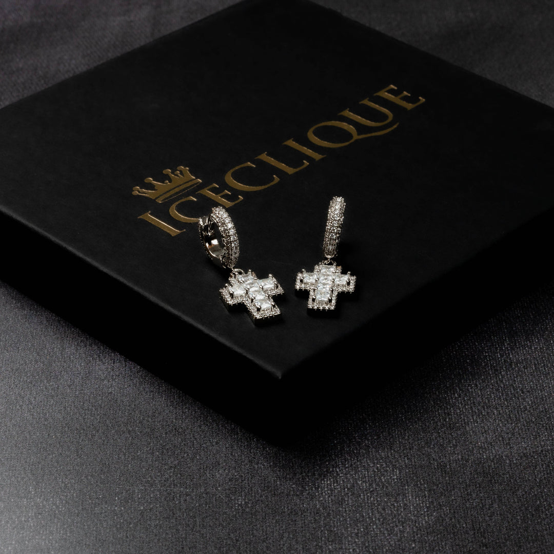 Baguette Cross Earrings - ICECLIQUE JEWELRY