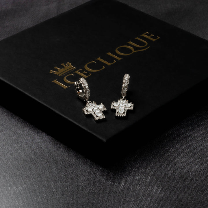 Baguette Cross Earrings - ICECLIQUE JEWELRY
