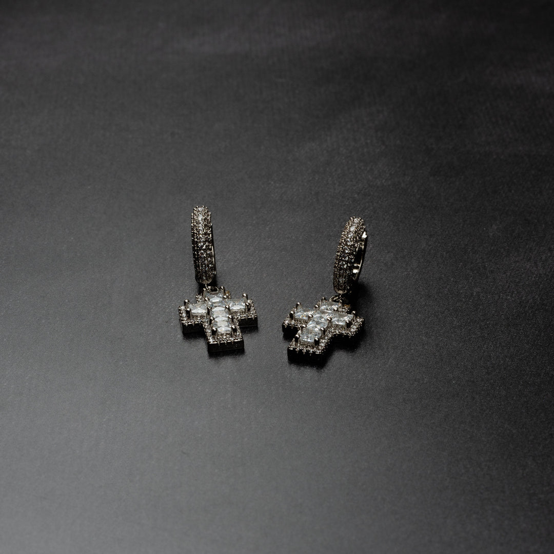 Baguette Cross Earrings - ICECLIQUE JEWELRY