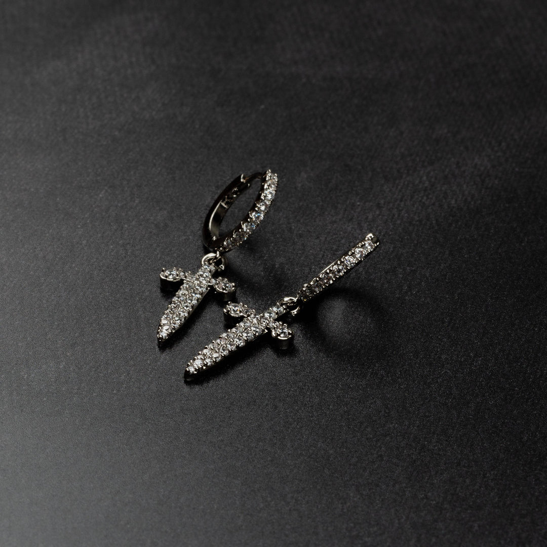 Iced Hoop Sword Earrings - ICECLIQUE JEWELRY