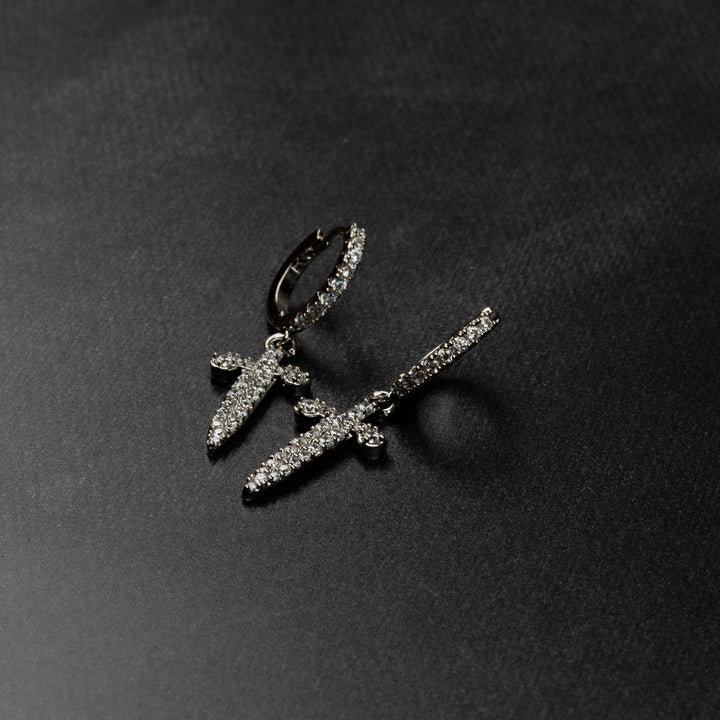 Iced Hoop Sword Earrings - ICECLIQUE JEWELRY
