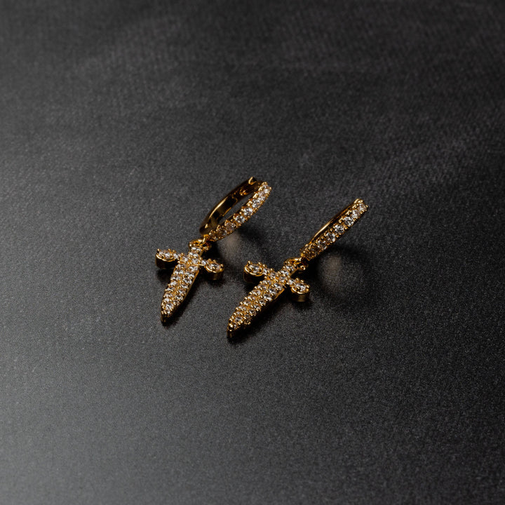Iced Hoop Sword Earrings - ICECLIQUE JEWELRY
