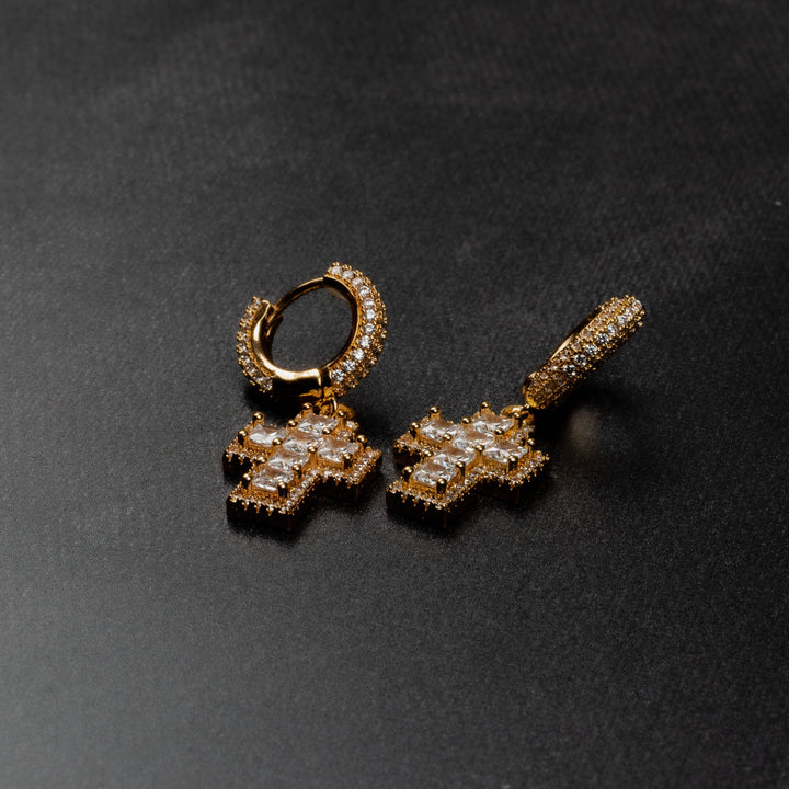 Baguette Cross Earrings - ICECLIQUE JEWELRY