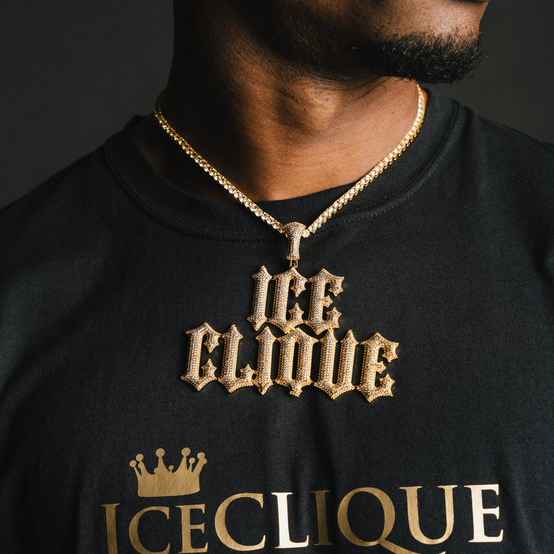 Custom Gothic Font Pendant - ICECLIQUE JEWELRY