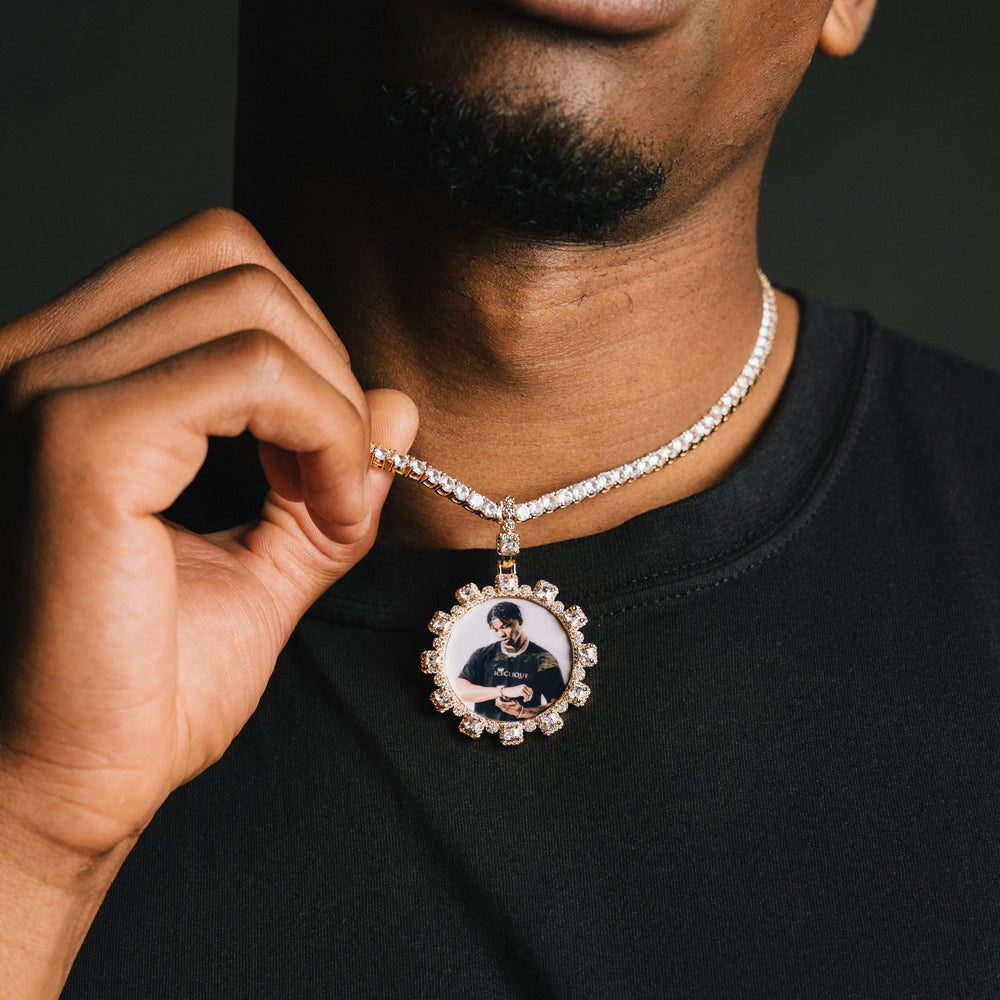 Baguette Gear Shaped Custom Photo Pendant - ICECLIQUE JEWELRY