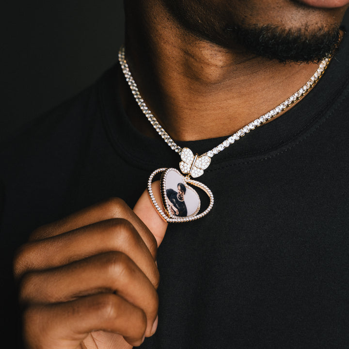 Butterfly Heart Custom Photo Pendant - ICECLIQUE JEWELRY