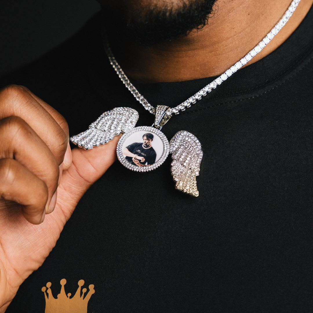 Angel Wings Custom Photo Pendant - ICECLIQUE JEWELRY