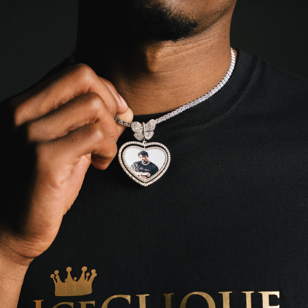 Butterfly Heart Custom Photo Pendant - ICECLIQUE JEWELRY