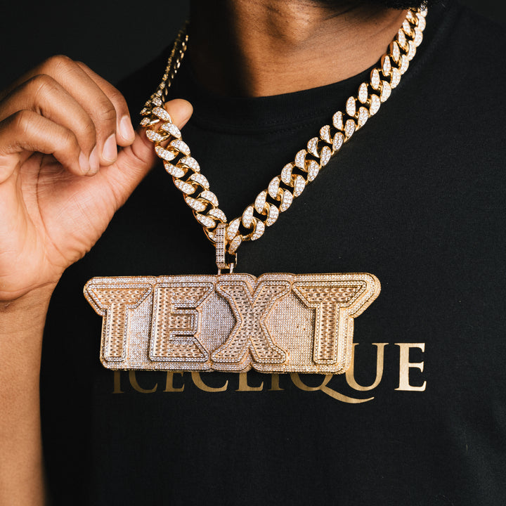Custom VVS Baguette Neon Font Pendant - ICECLIQUE JEWELRY