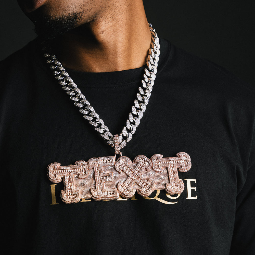 Custom Filled Baguette Letter Pendant - ICECLIQUE JEWELRY