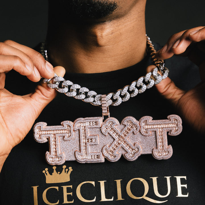 Custom Filled Baguette Letter Pendant - ICECLIQUE JEWELRY